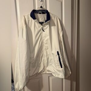 Men’s Cream Windbreaker Jacket with Navy Trim